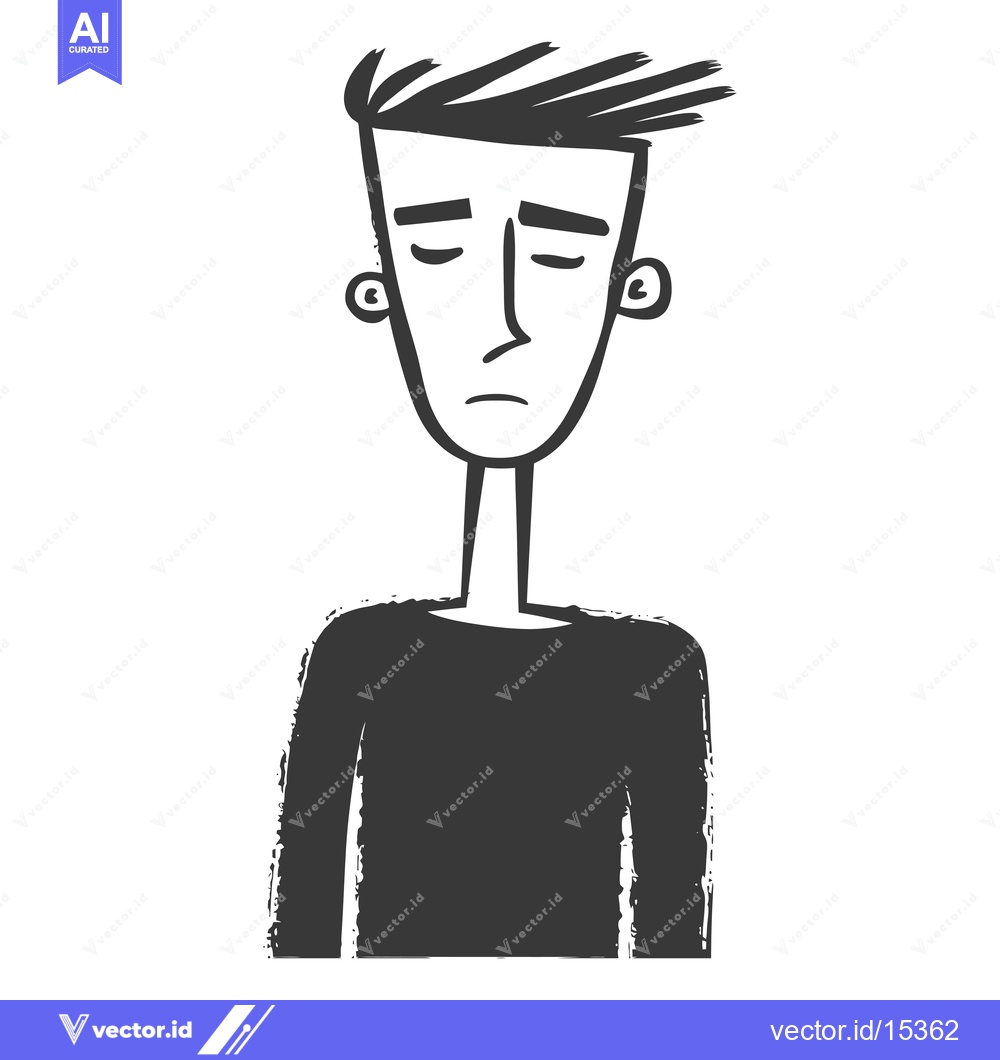 Premium Vector dari A hand-drawn illustration of a man with a sad expression