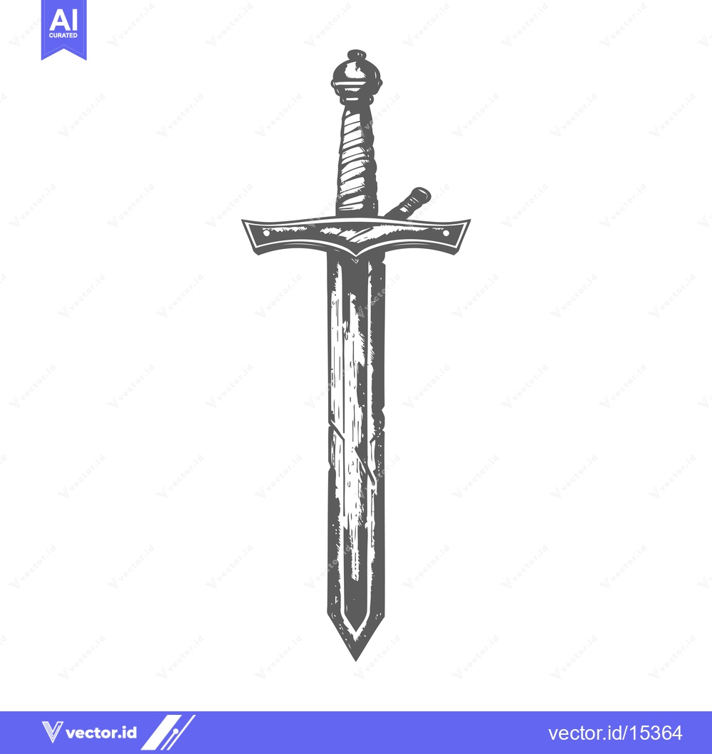 Premium Vector of A Hand-Drawn Illustration of a Medieval Sword