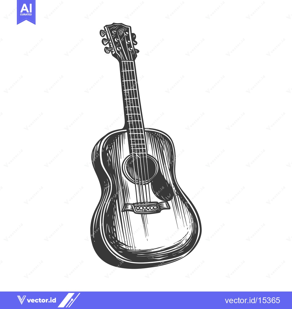Premium Vector of A Hand-Drawn Illustration of an Acoustic Guitar