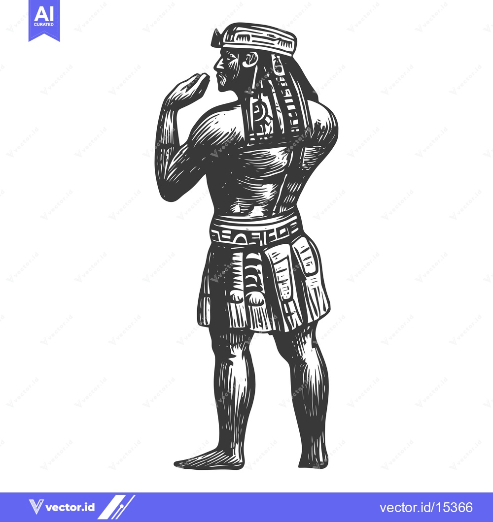 Premium Vector dari A Hand-Drawn Illustration of an Ancient Egyptian Man in Traditional At