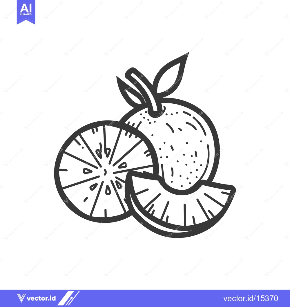 Premium Vector of A Hand-Drawn Illustration of an Orange with a Slice and a Half