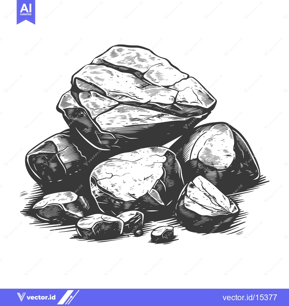Premium Vector dari A Hand-Drawn Illustration of a Pile of Rocks