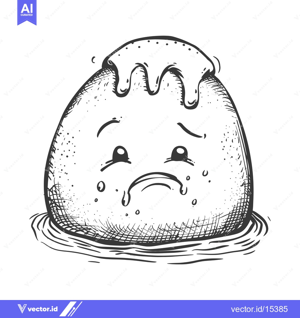 Premium Vector dari A Hand-Drawn Illustration of a Sad, Round, Gooey Character