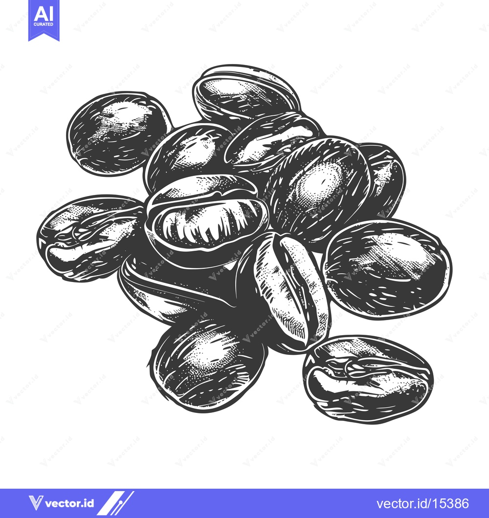 Premium Vector dari A Hand-Drawn Illustration of a Scattered Collection of Roasted Coffee
