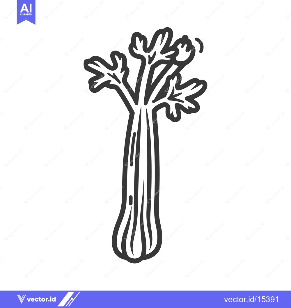 Premium Vector of A Hand-Drawn Illustration of a Single Celery Stalk
