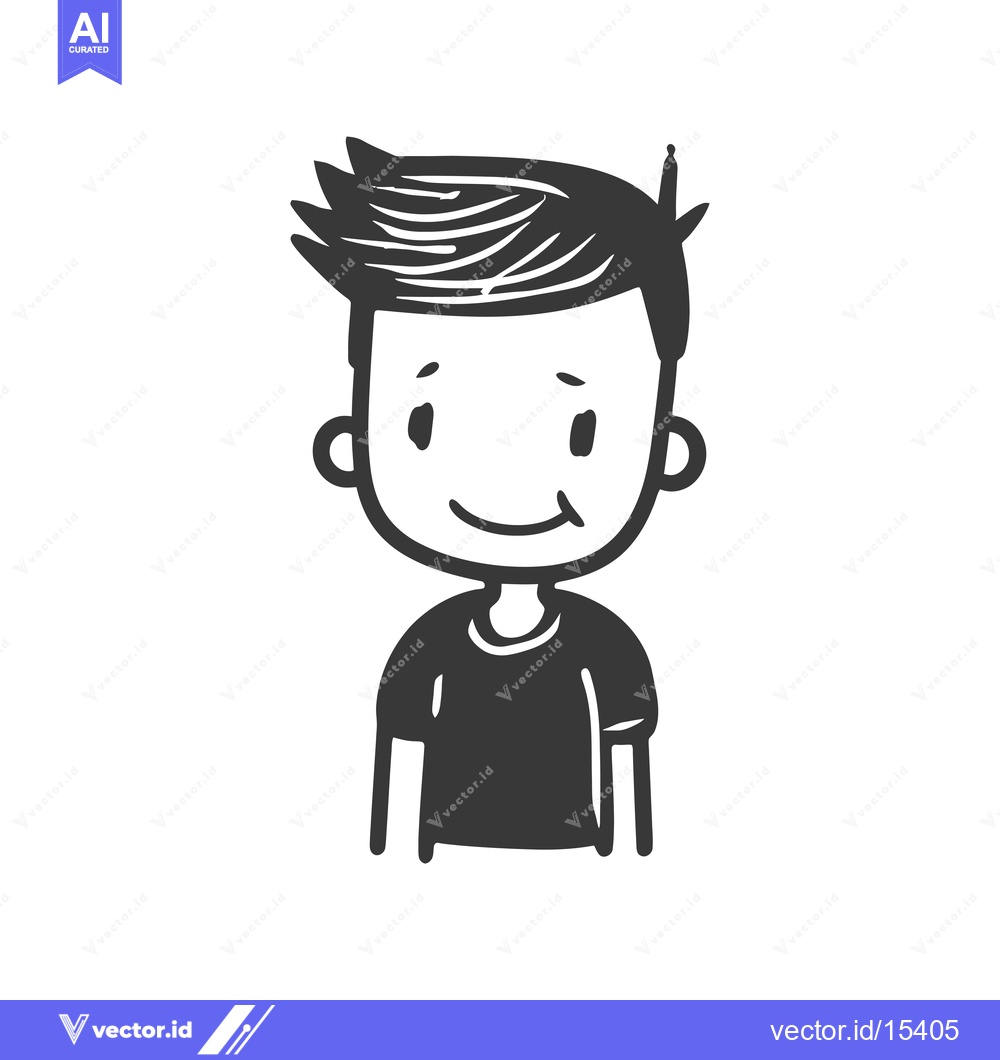 Premium Vector dari A Hand-Drawn Illustration of a Smiling Boy