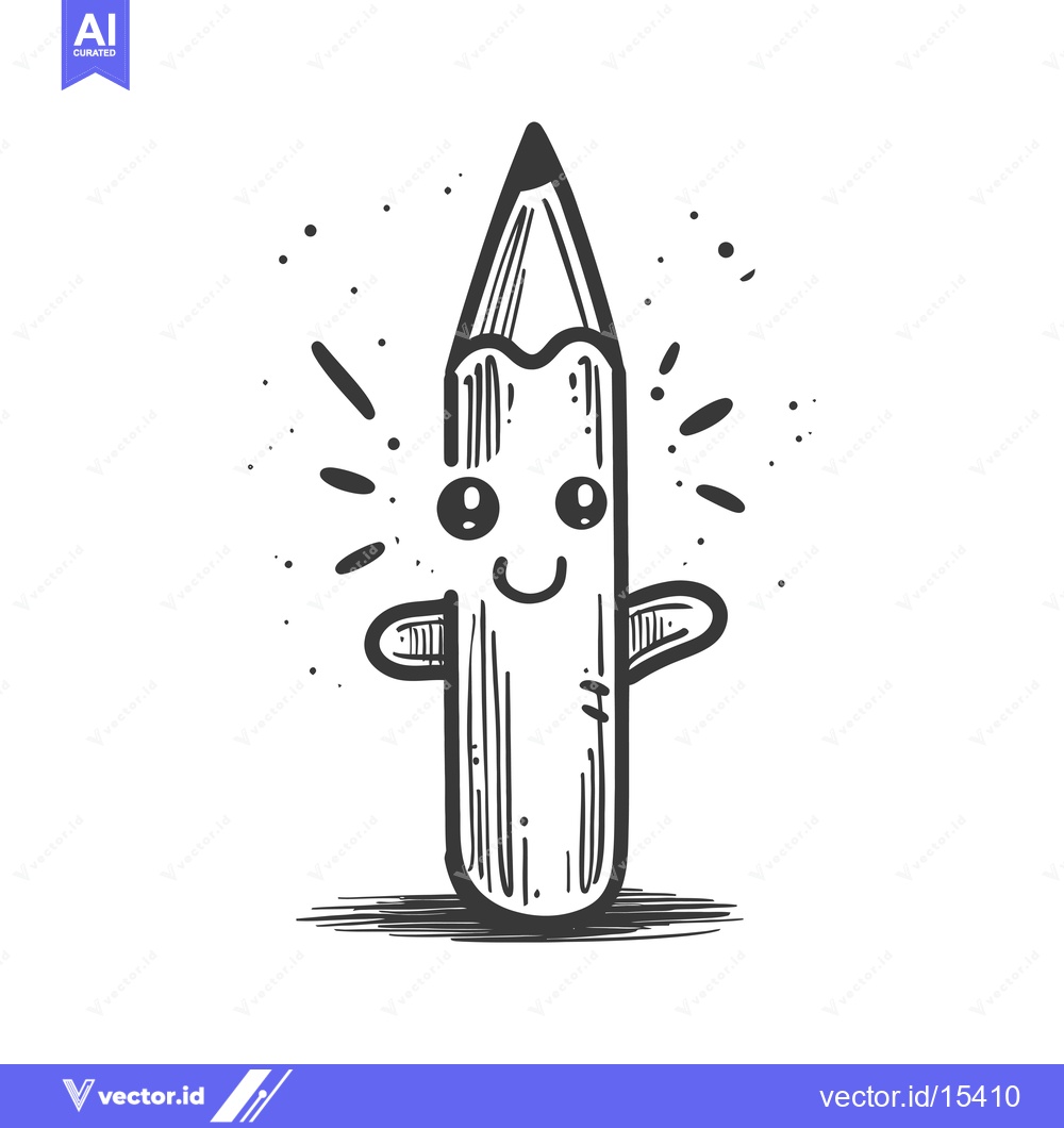 Premium Vector of A Hand-Drawn Illustration of a Smiling Cartoon Pencil