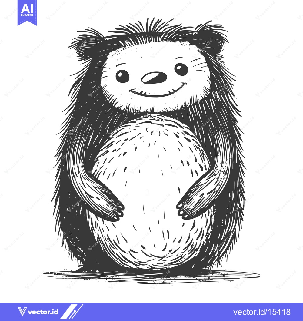 Premium Vector dari A Hand-Drawn Illustration of a Smiling Hedgehog