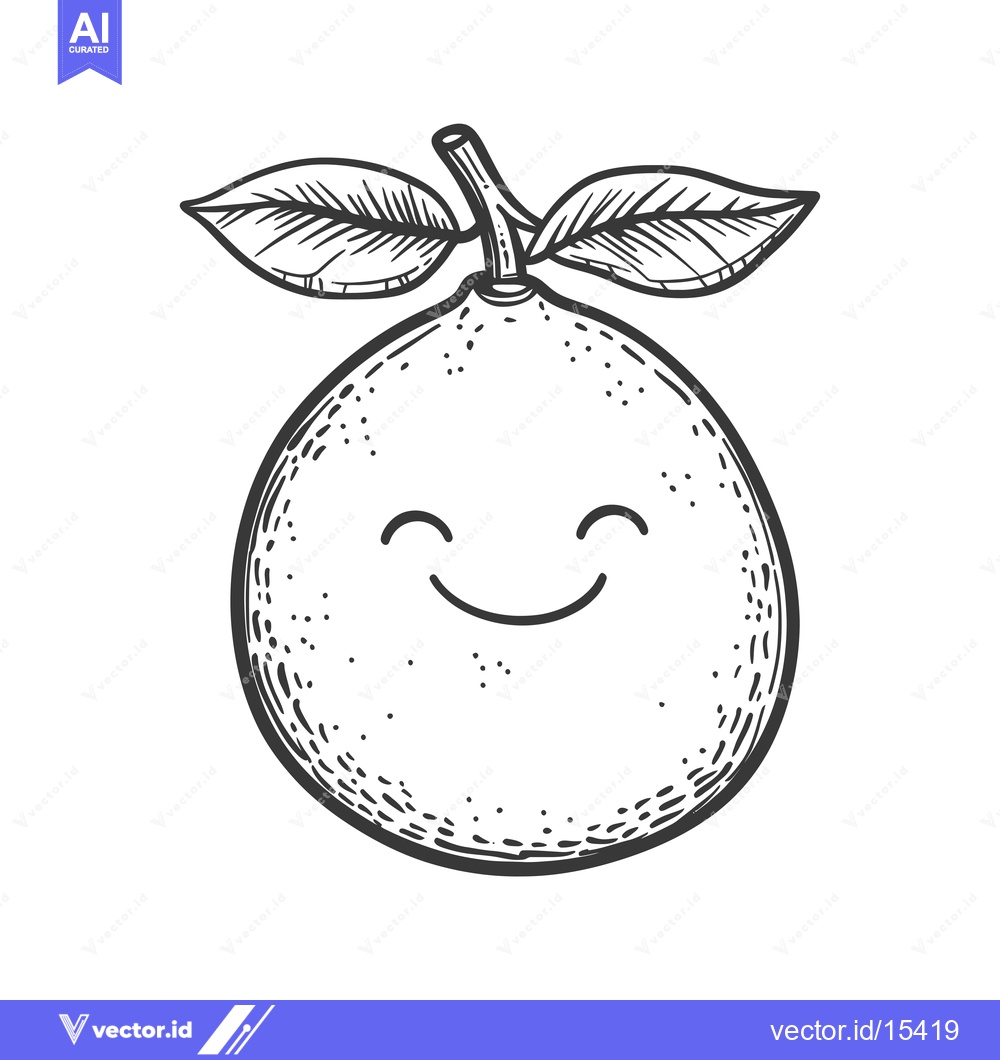 Premium Vector of A Hand-Drawn Illustration of a Smiling Lemon with Leaves