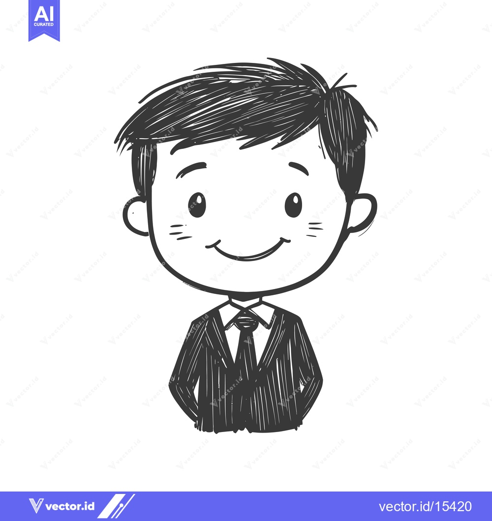 Premium Vector of A hand-drawn illustration of a smiling man in a suit and tie
