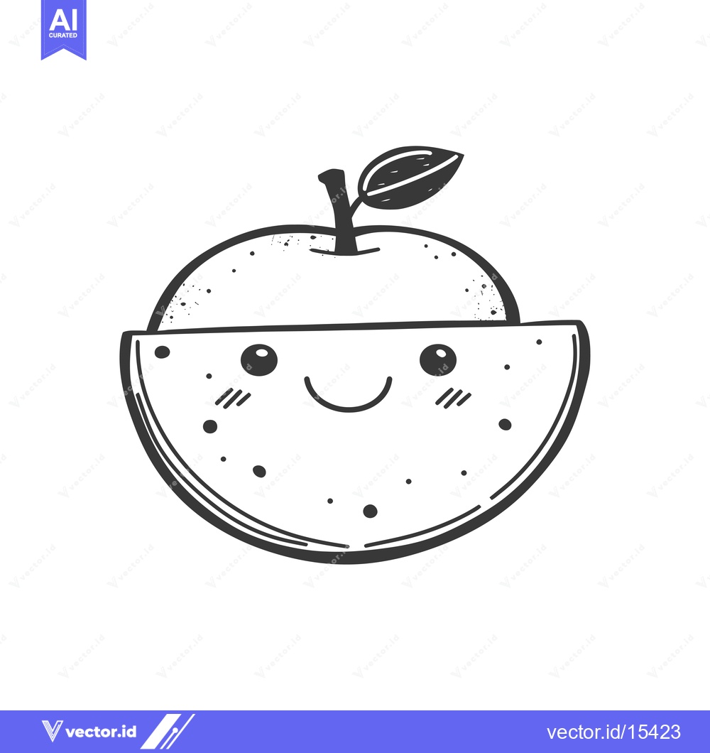 Premium Vector of A Hand-Drawn Illustration of a Smiling Watermelon with an Apple on Top