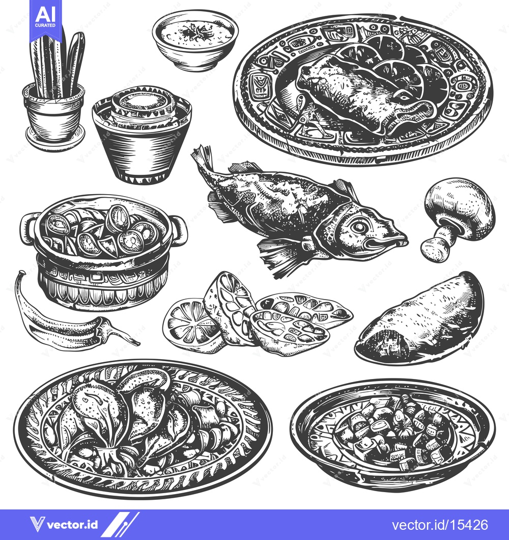 Premium Vector of A Hand-Drawn Illustration of Assorted Foods and Ingredients