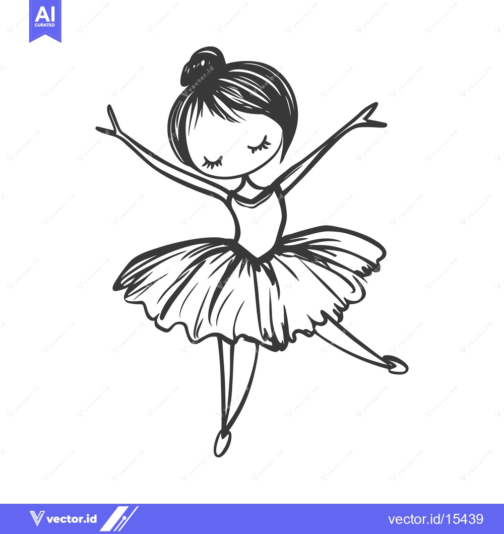 Premium Vector of A Hand-Drawn Illustration of a Young Ballerina with Arms Outstretched