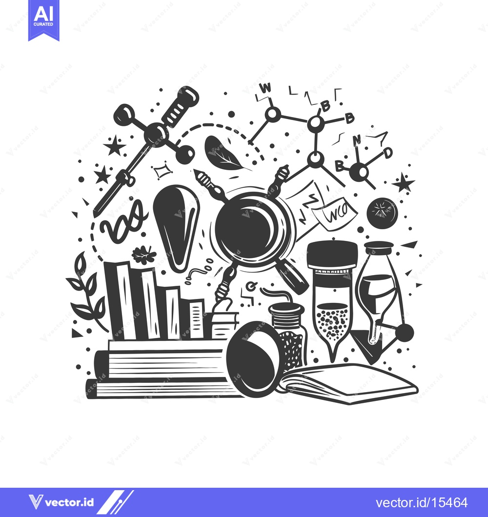 Premium Vector dari A Hand-Drawn Illustration of Scientific and Educational Elements