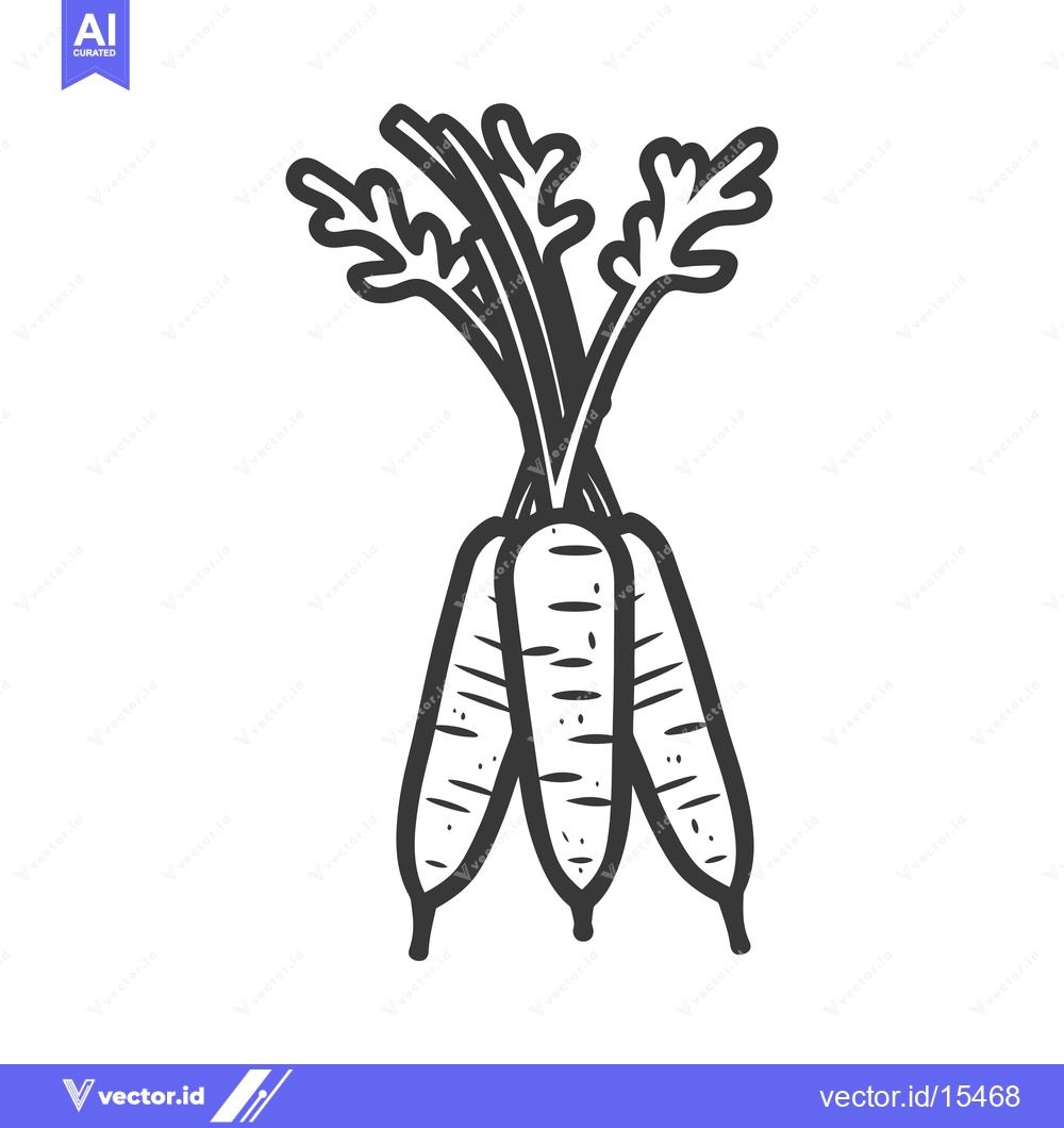 Premium Vector of A hand-drawn illustration of three carrots with green leaves