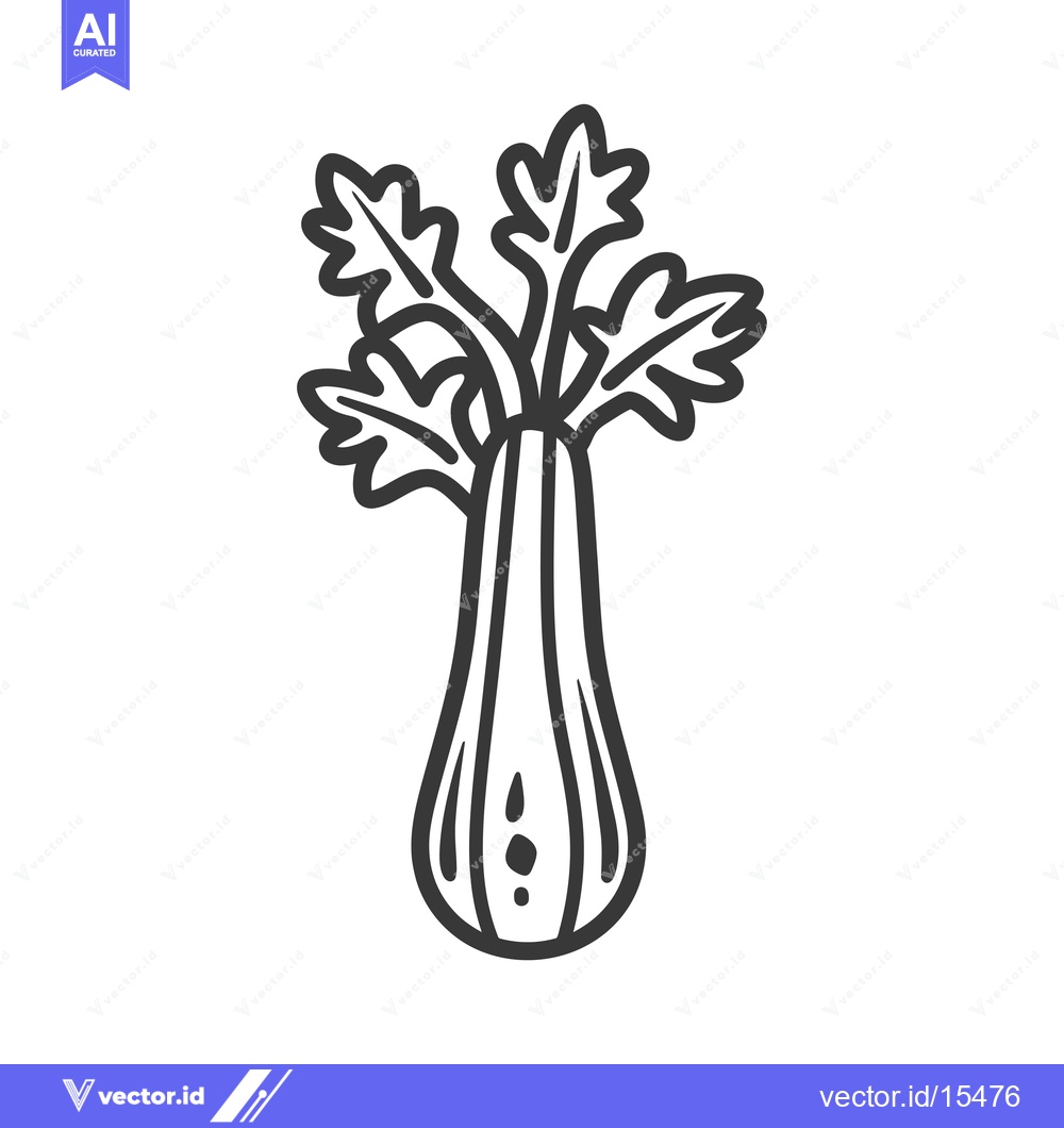 Premium Vector of A Hand-Drawn Line Art Illustration of a Celery Stalk