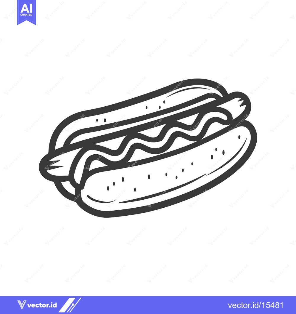 Premium Vector of A Hand-Drawn Outline of a Hot Dog with Mustard