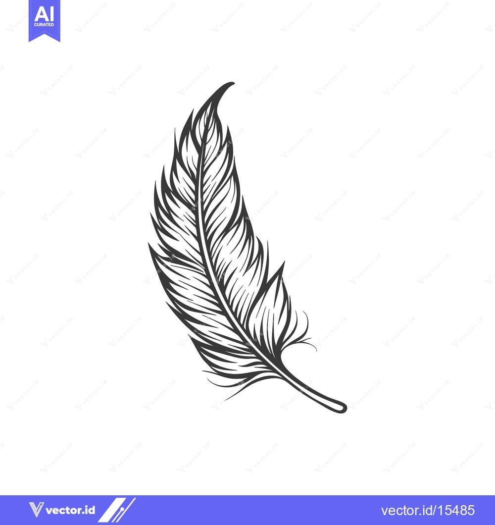 Premium Vector of A Hand-Drawn Outline of a Single Feather