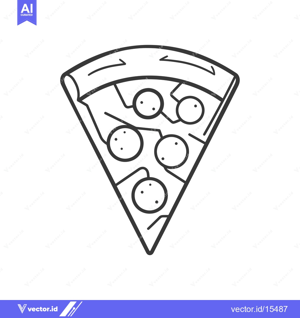 Premium Vector dari A Hand-Drawn Outline of a Slice of Pizza with Pepperoni Toppings