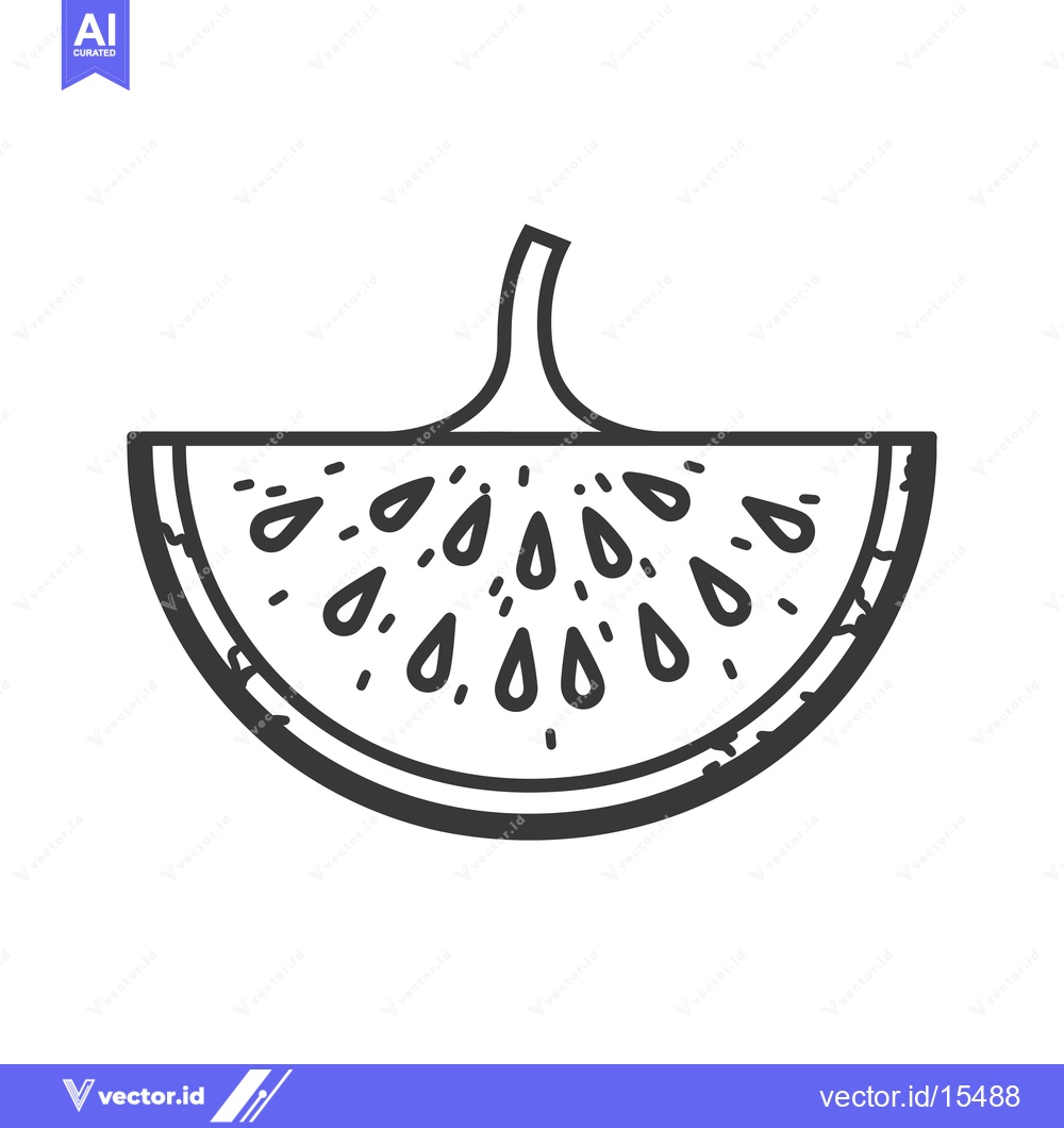 Premium Vector dari A Hand-Drawn Outline of a Watermelon Slice