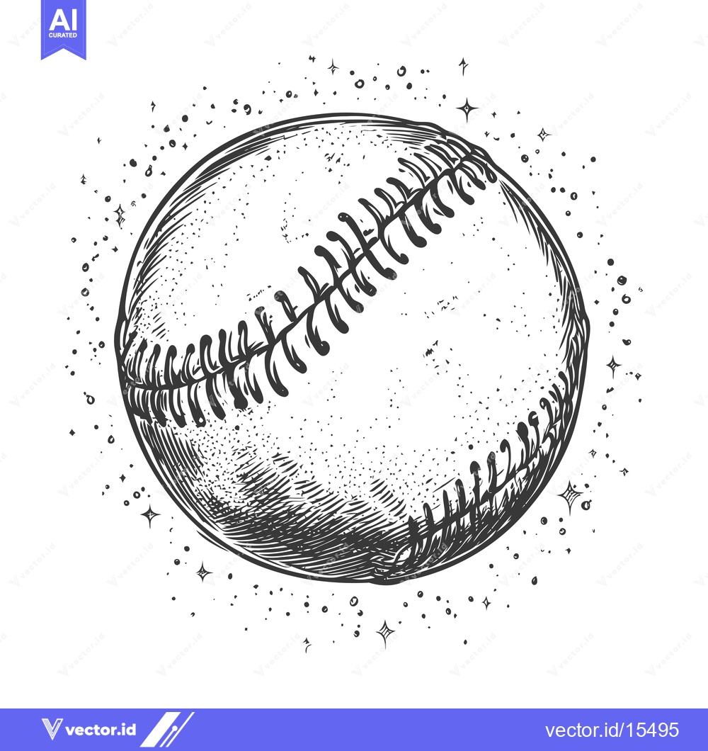 Premium Vector dari A Hand-Drawn Sketch of a Baseball with Stars