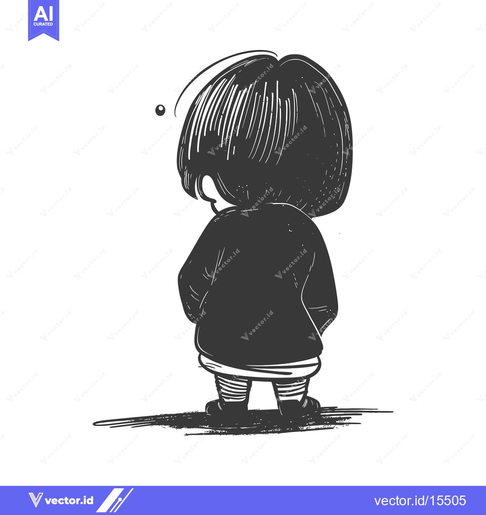 Premium Vector of A Hand-Drawn Sketch of a Child Standing with Their Back Turned