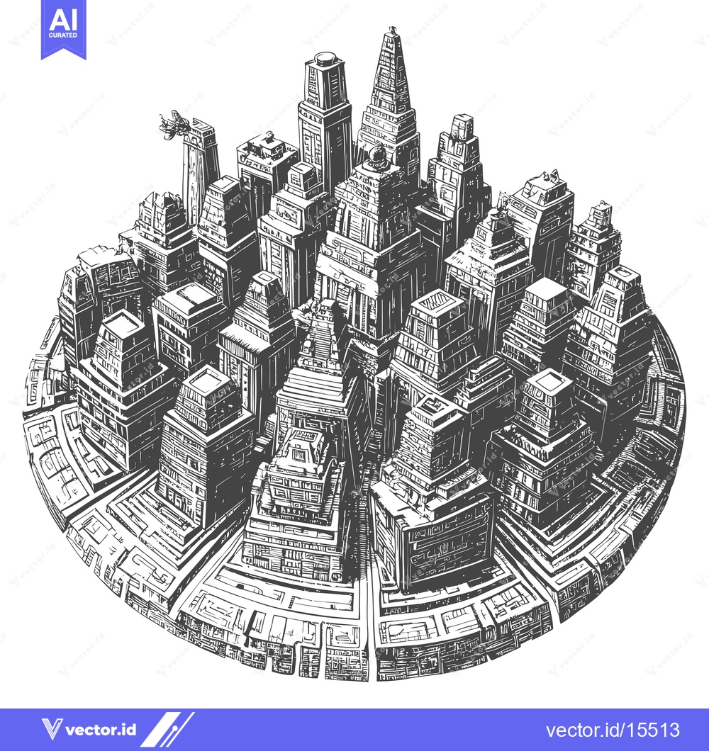 Premium Vector of A Hand-Drawn Sketch of a Dense Urban Landscape
