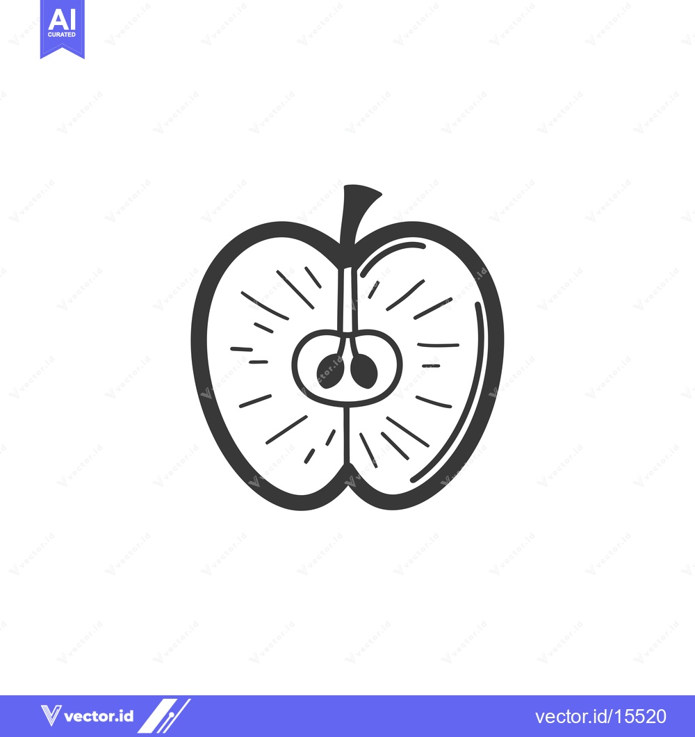 Premium Vector of A Hand-Drawn Sketch of a Halved Apple with Seeds