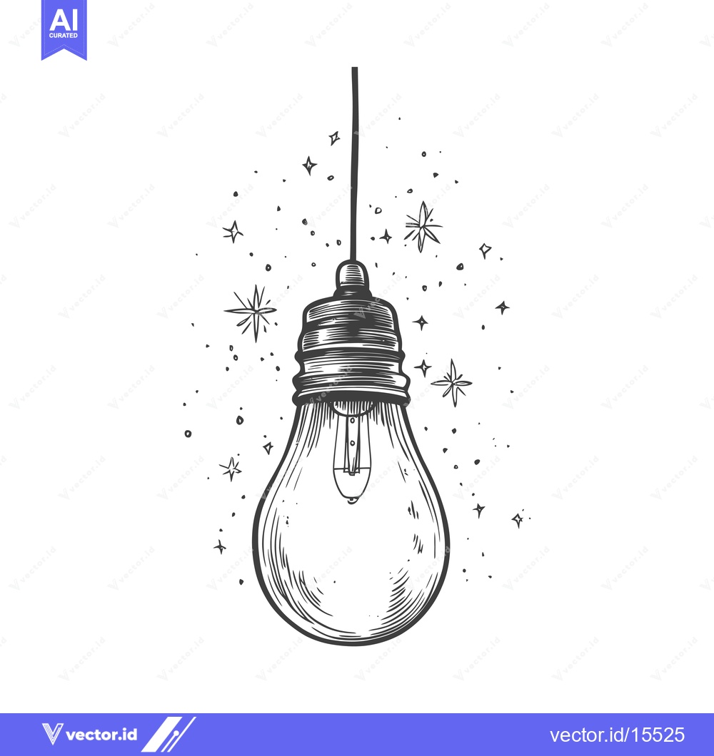 Premium Vector dari A Hand-Drawn Sketch of a Light Bulb with a Glowing Effect