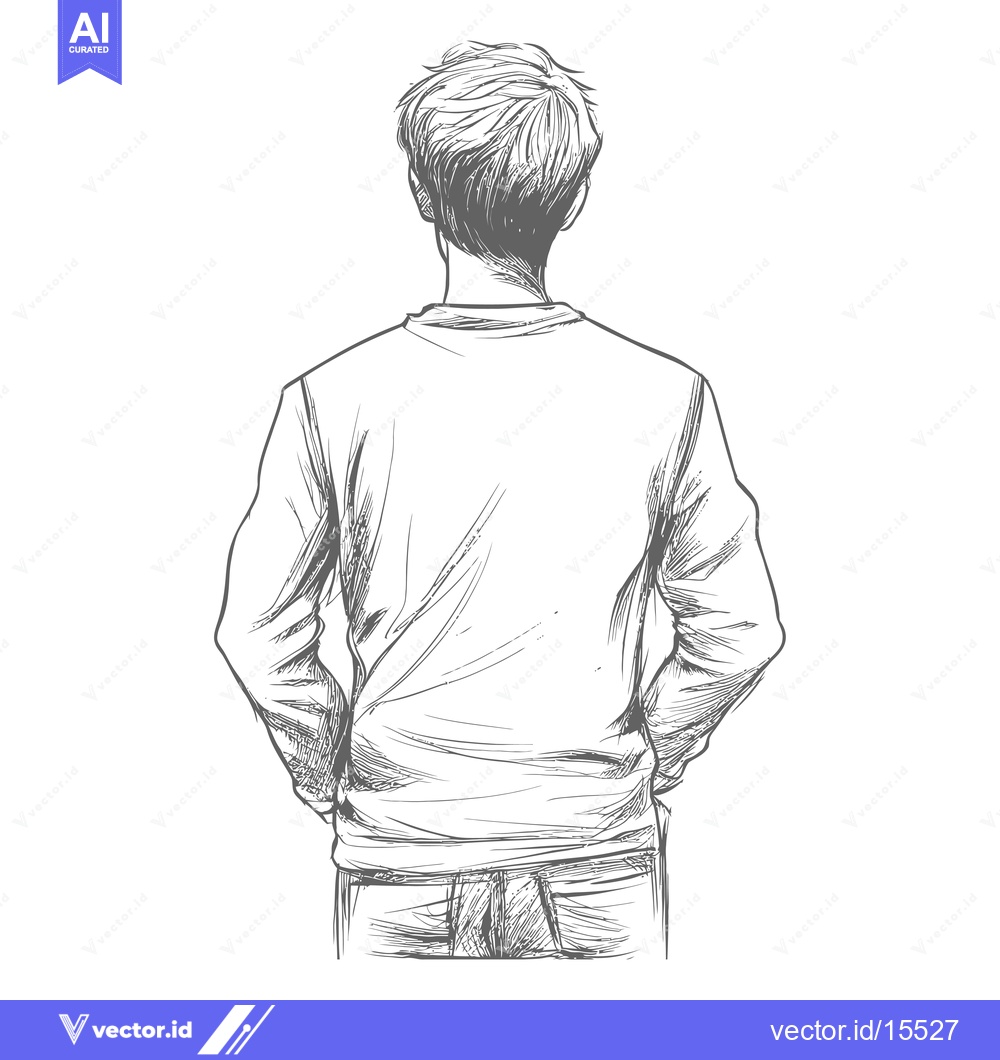 Premium Vector of A Hand-Drawn Sketch of a Man Viewed from Behind