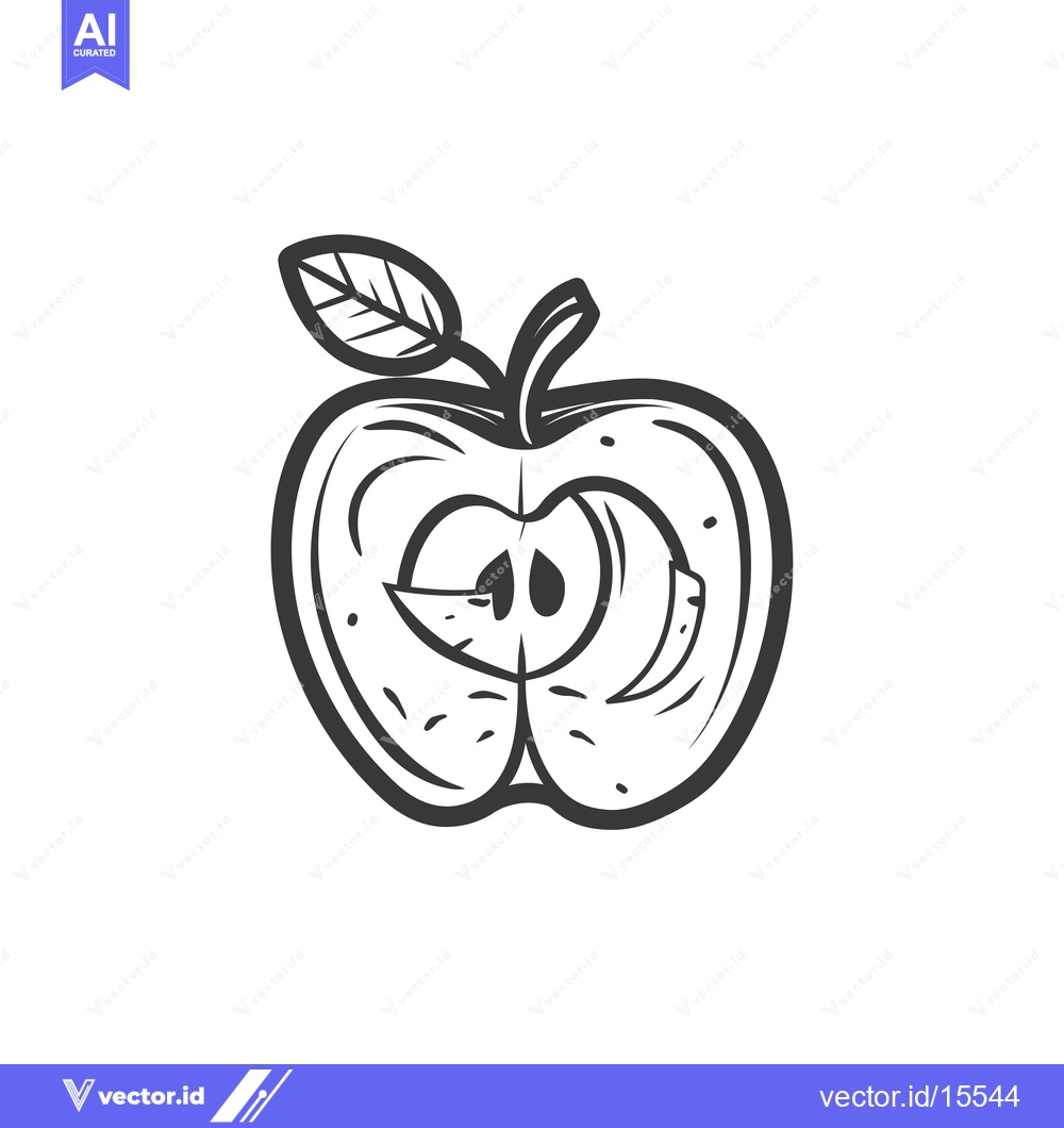 Premium Vector dari A Hand-Drawn Sketch of a Sliced Apple with a Leaf