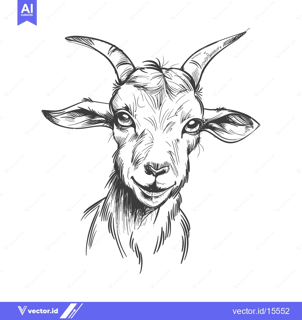 Premium Vector of A Hand-Drawn Sketch of a Smiling Goat's Head