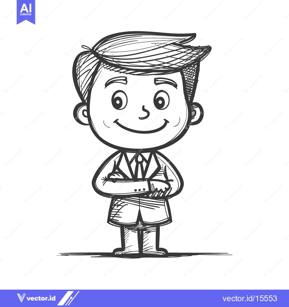 Premium Vector dari A Hand-Drawn Sketch of a Smiling Man in a Suit