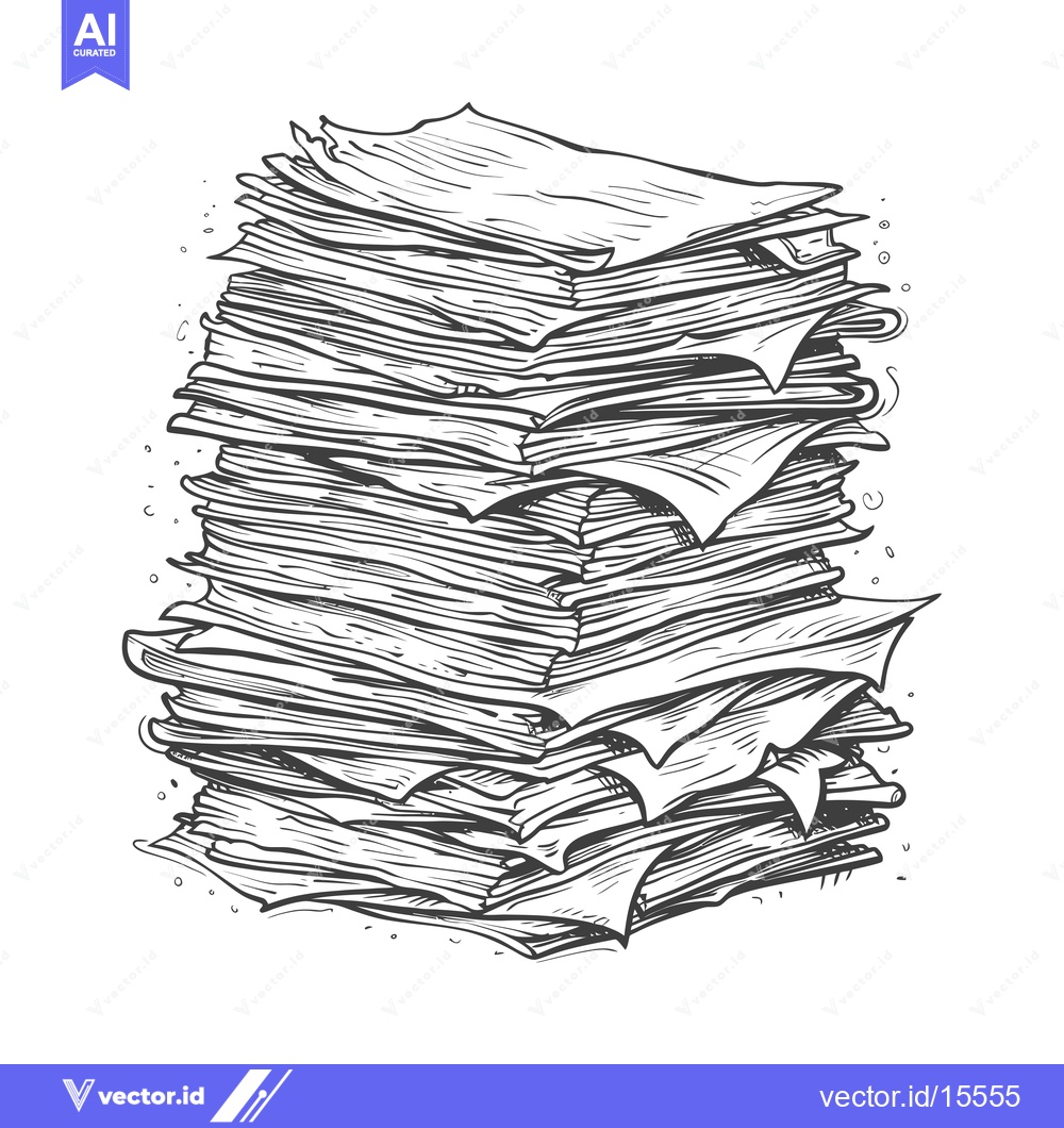 Premium Vector dari A Hand-Drawn Sketch of a Stack of Papers
