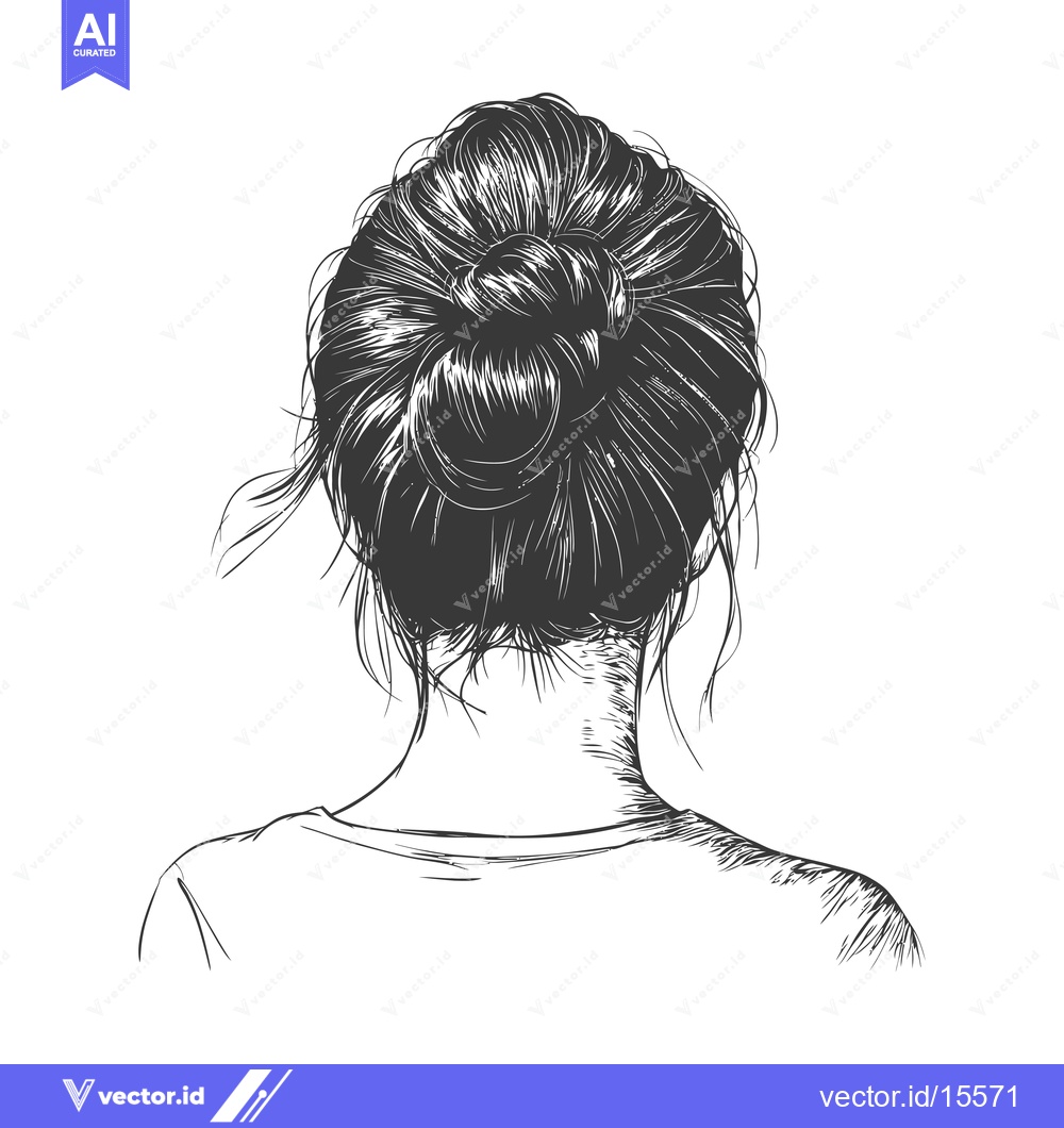 Premium Vector of A hand-drawn sketch of a woman with her hair pulled back in a bun, vie