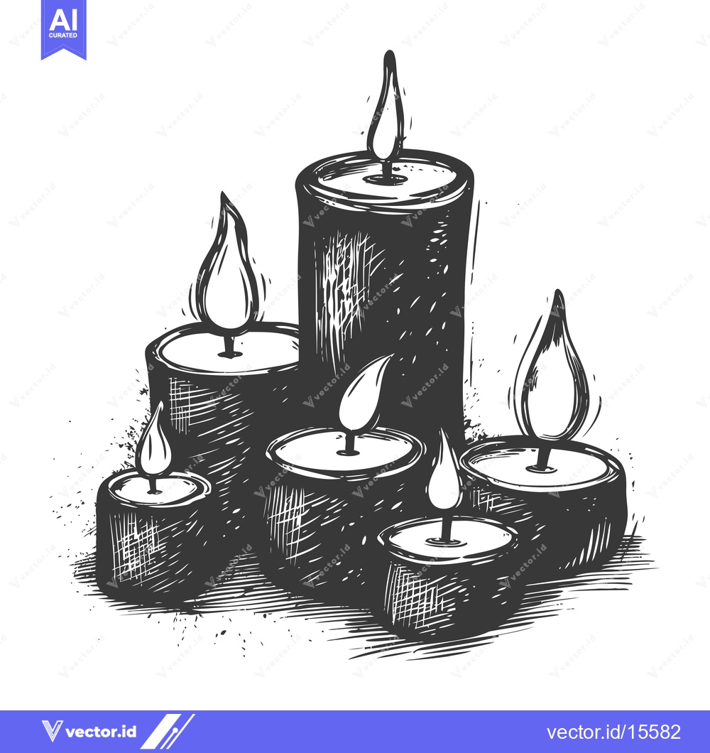 Premium Vector dari A Hand-Drawn Sketch of Five Lit Candles