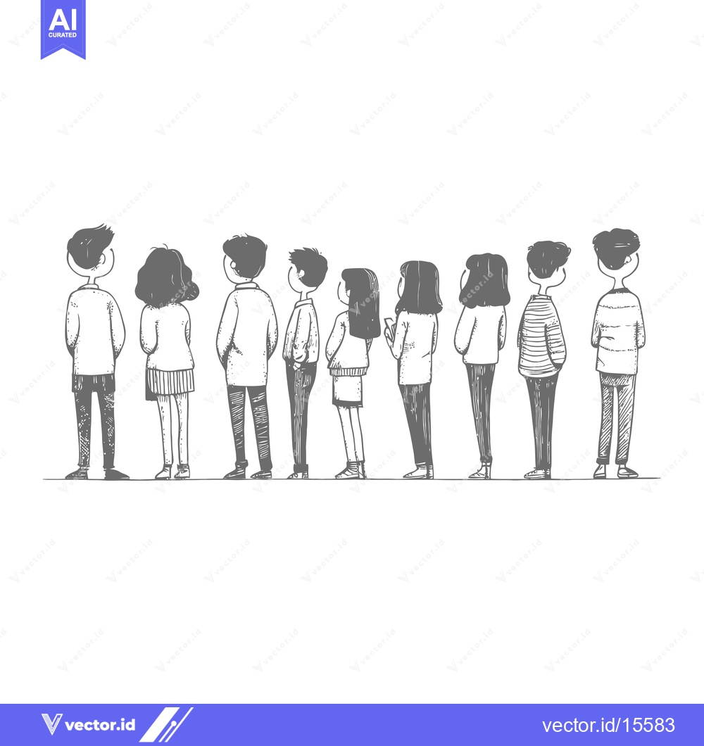 Premium Vector dari A Hand-Drawn Sketch of People Standing in Line