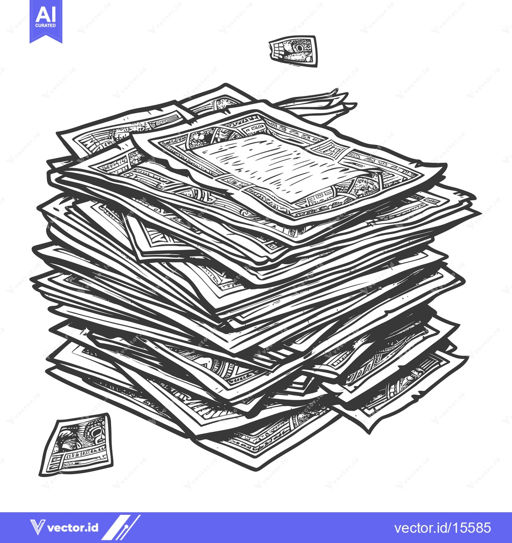 Premium Vector dari A Hand-Drawn Stack of US Dollar Bills