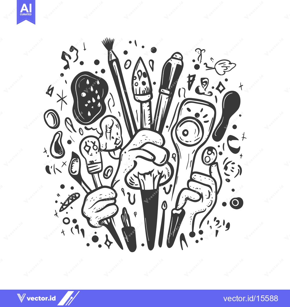 Premium Vector of A Handful of Art Supplies and Doodles