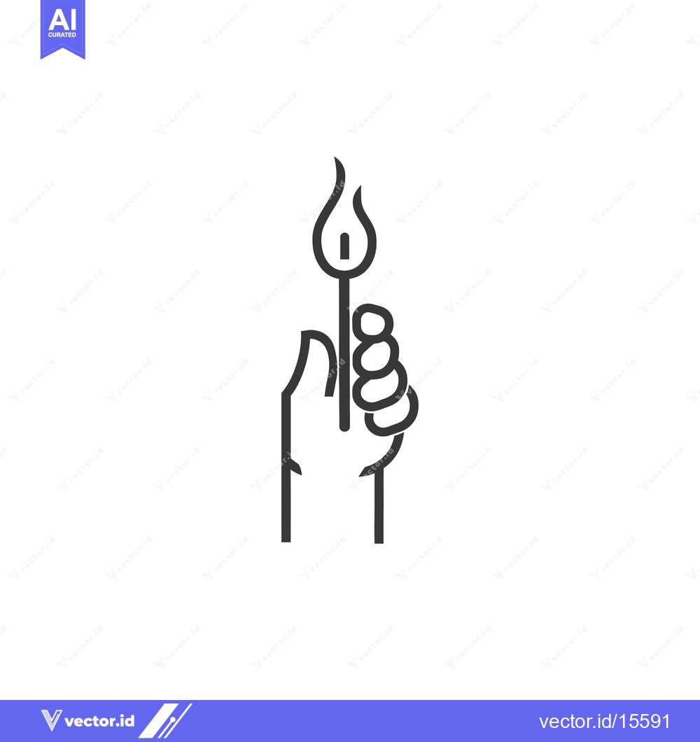 Premium Vector dari A hand holding a lit match with a flame on top