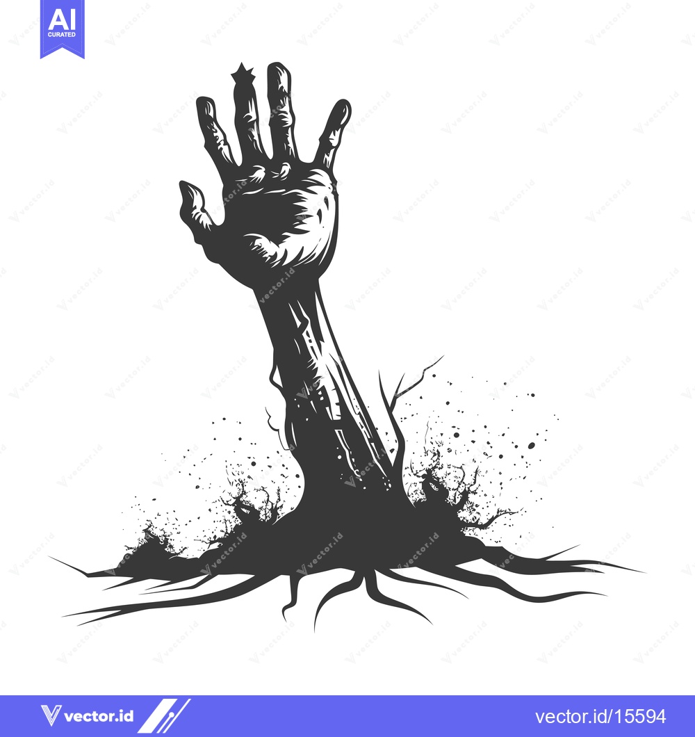 Premium Vector of A Hand Reaching Up From The Ground With A Star