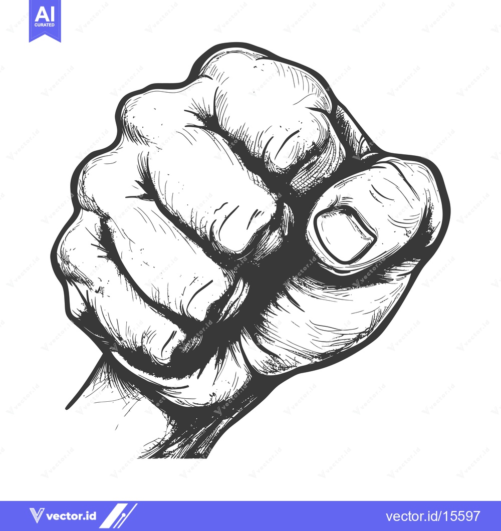 Premium Vector dari A Hand with a Clenched Fist Pointing Forward