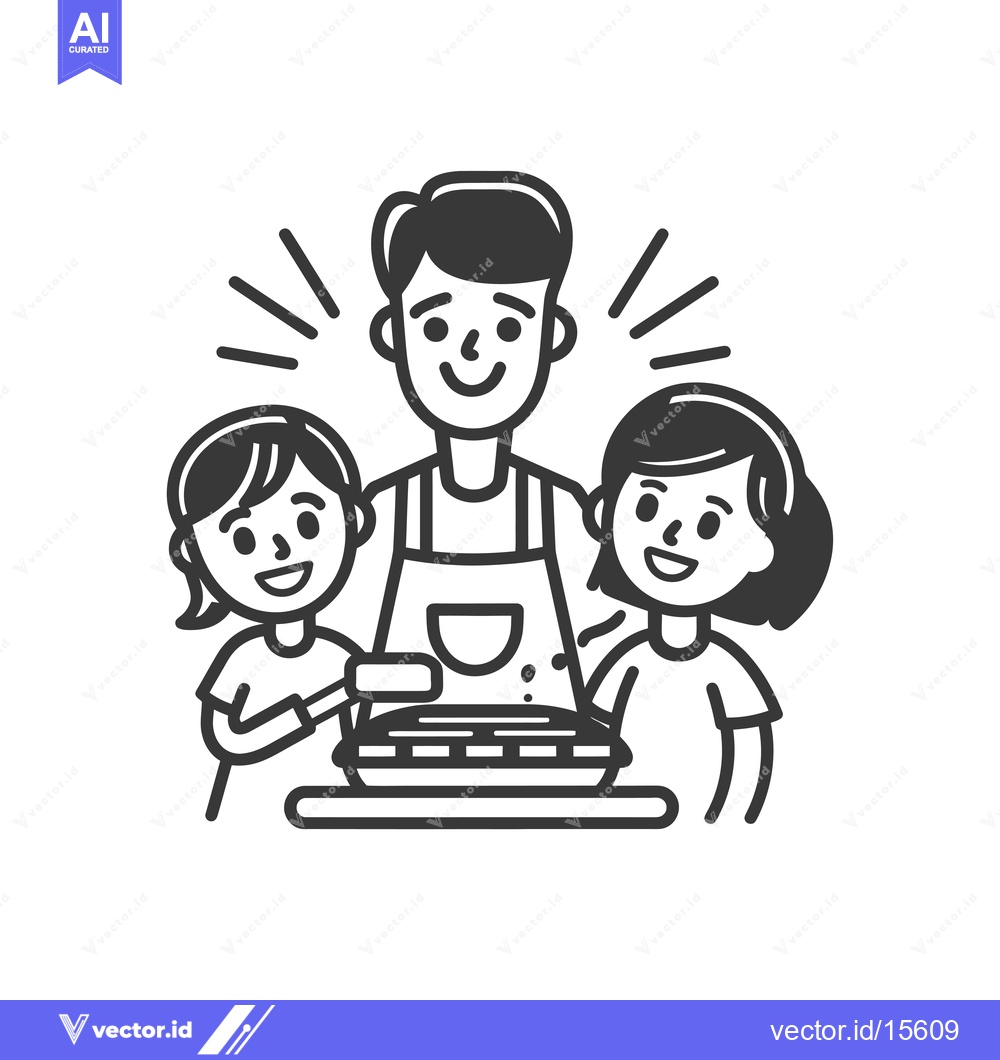 Premium Vector of A Happy Family Baking Together