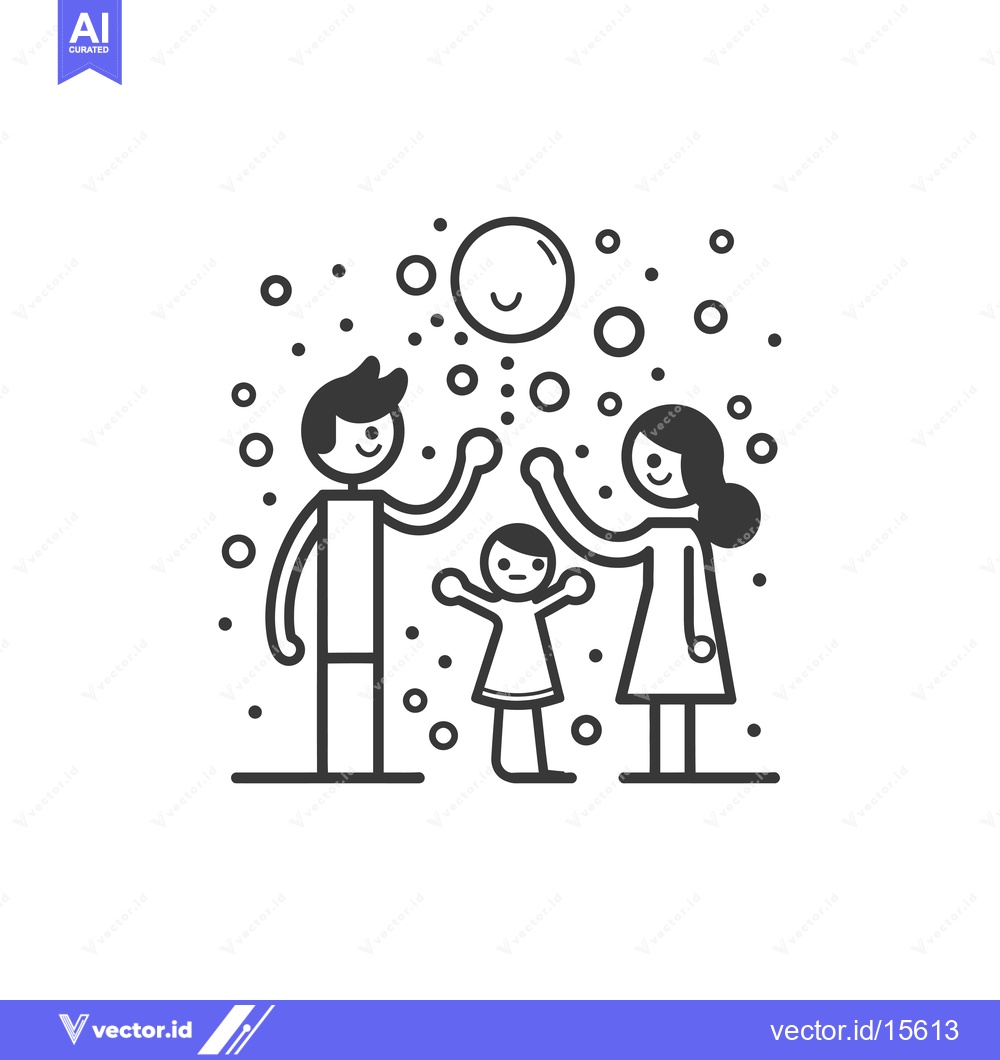 Premium Vector of A Happy Family of Three with Smiling Bubble