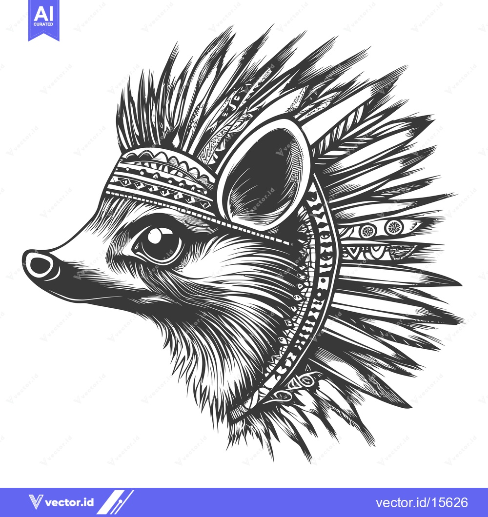 Premium Vector dari A Hedgehog Wearing a Native American Headdress