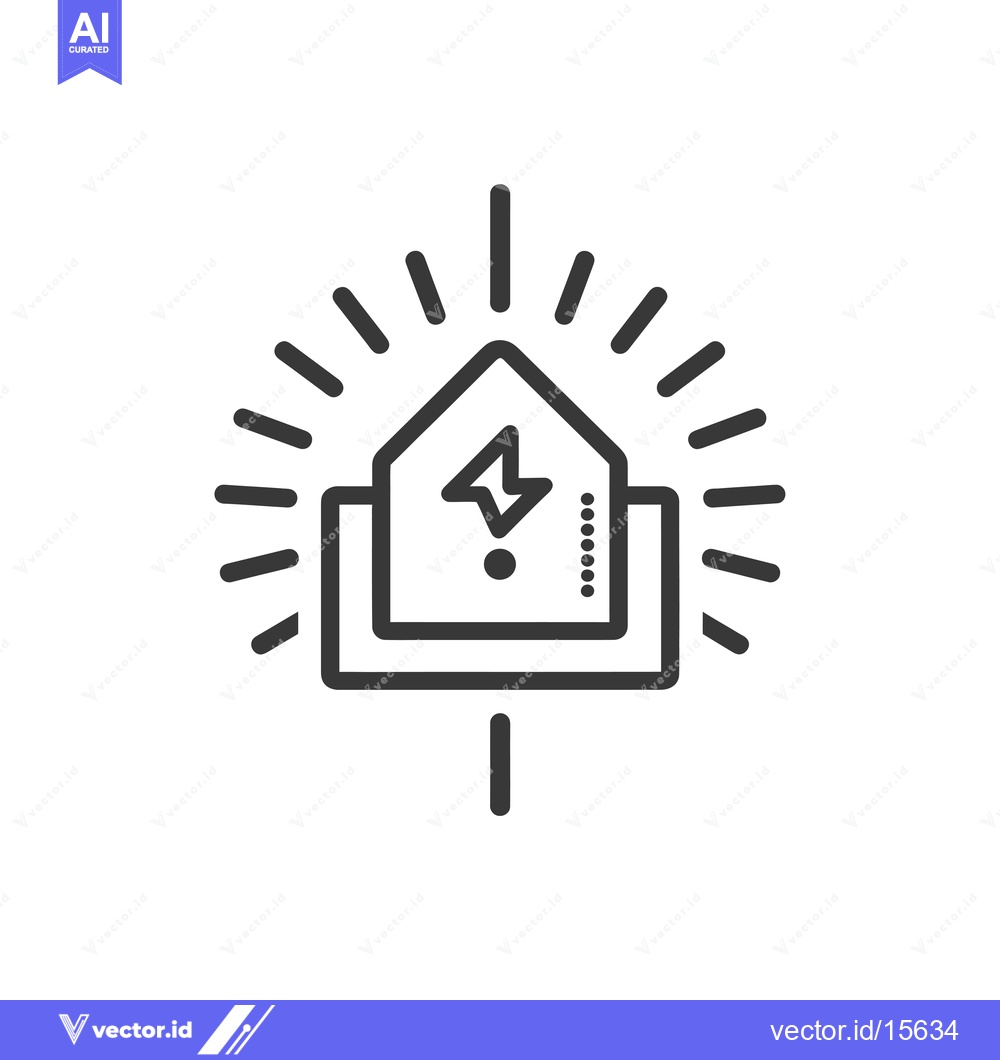 Premium Vector dari A house icon with a lightning bolt inside and an outline of rays of li