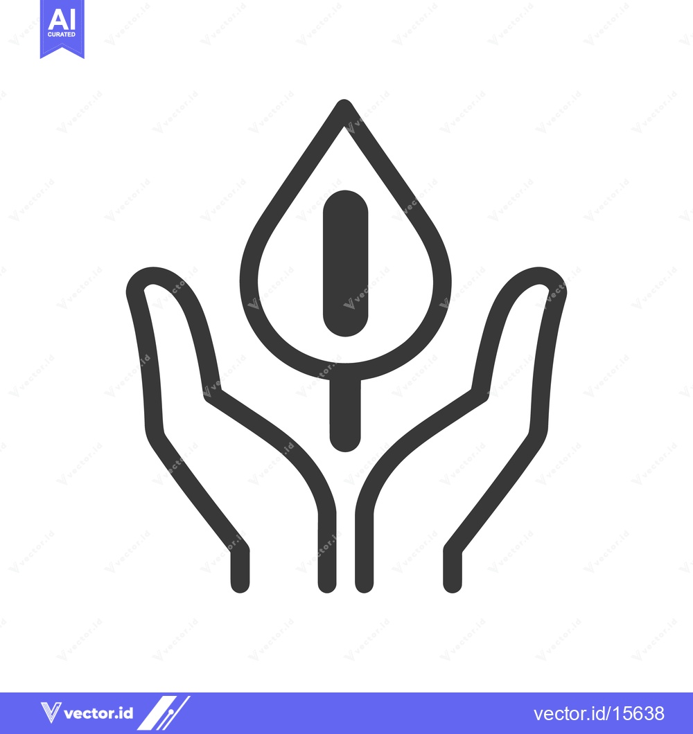 Premium Vector dari Two open hands cupping a stylized drop shaped element symbol