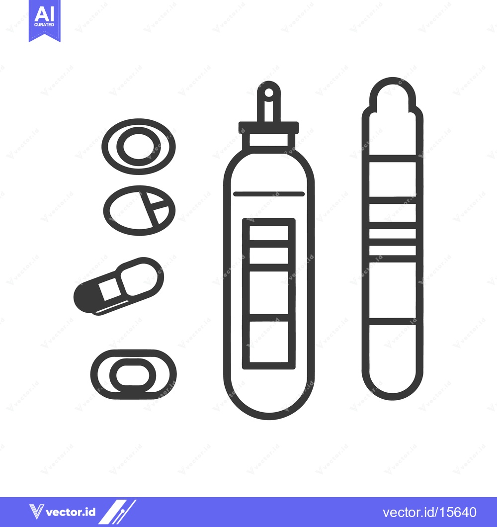Premium Vector dari Various medical supplies and pills are displayed on a white background
