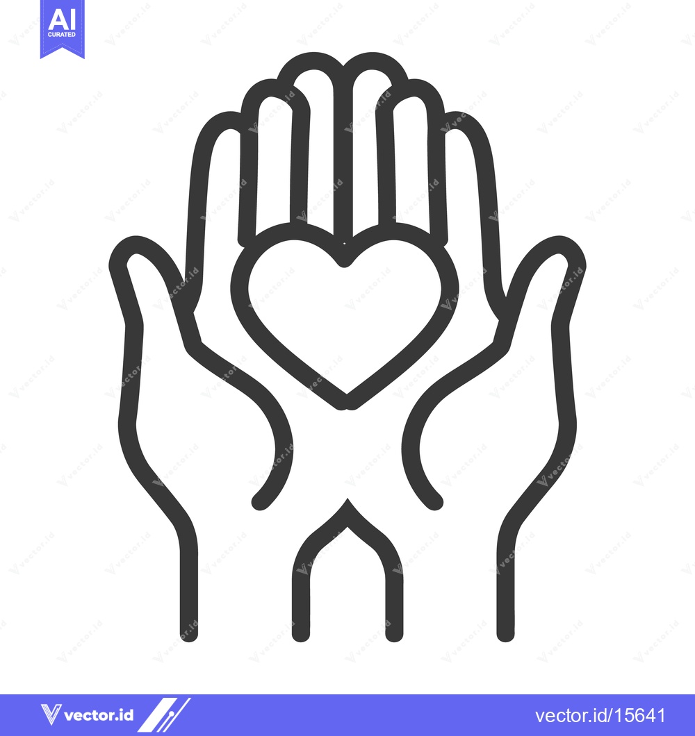 Premium Vector dari Outlined hands cradling and protecting a heart shaped symbol within