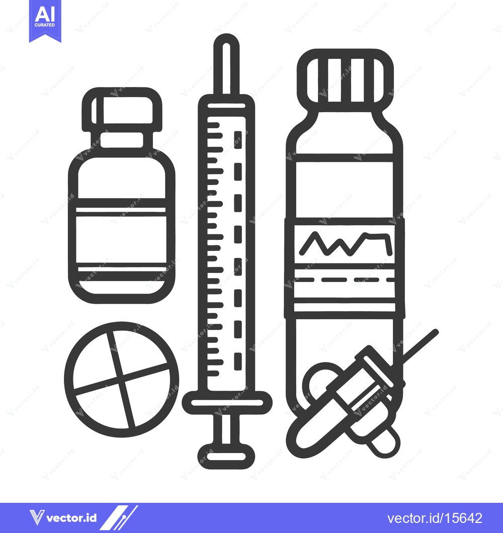 Premium Vector of Medical tools consisting of syringes and pharmaceutical medicines are